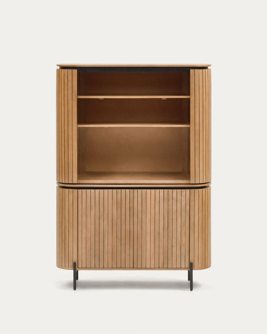 Licia tall 2 door sideboard, made from mango wood with natural finish and metal, 120x170cm