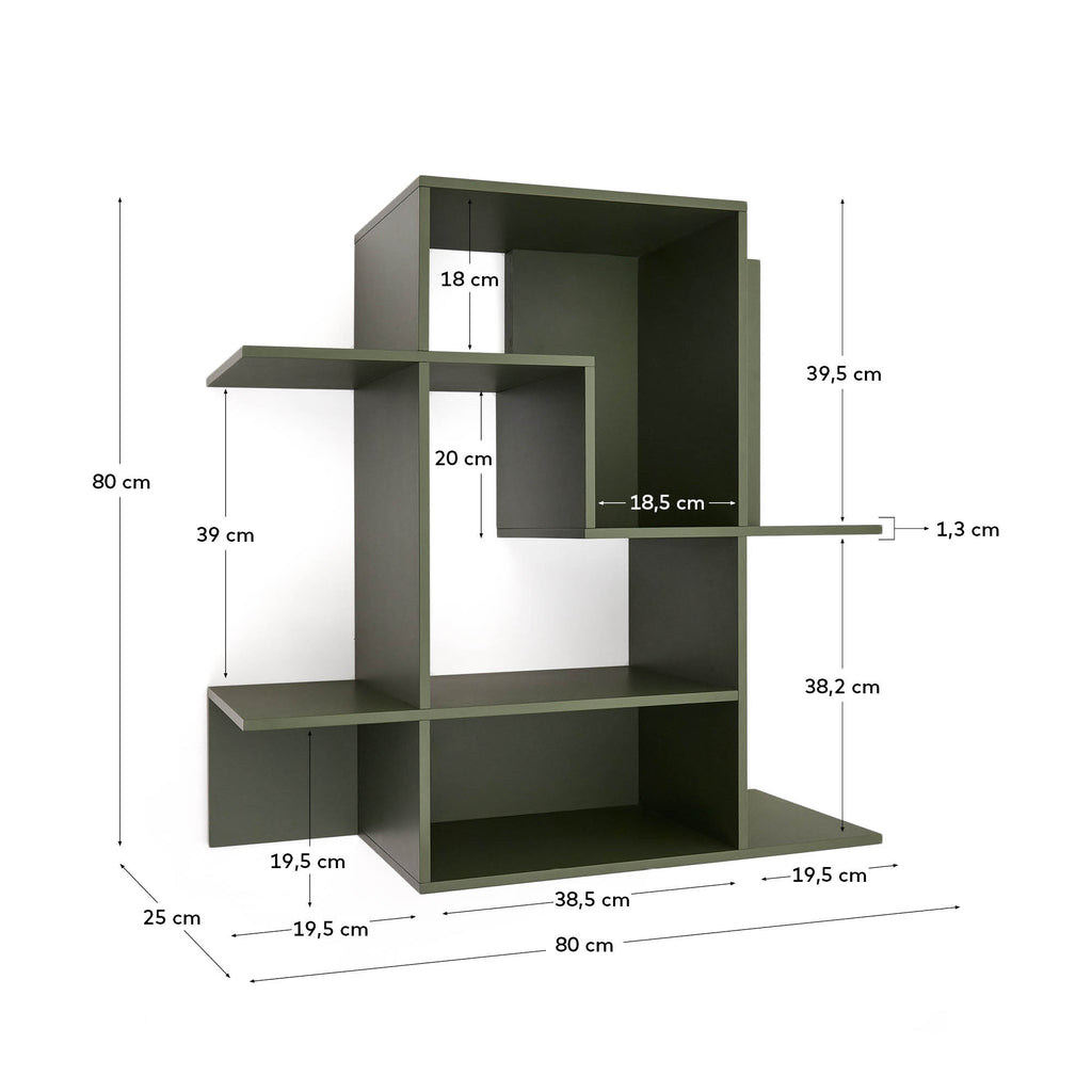 Ina modular shelving unit in green lacquered MDF 80 x 80cm FSC 100%