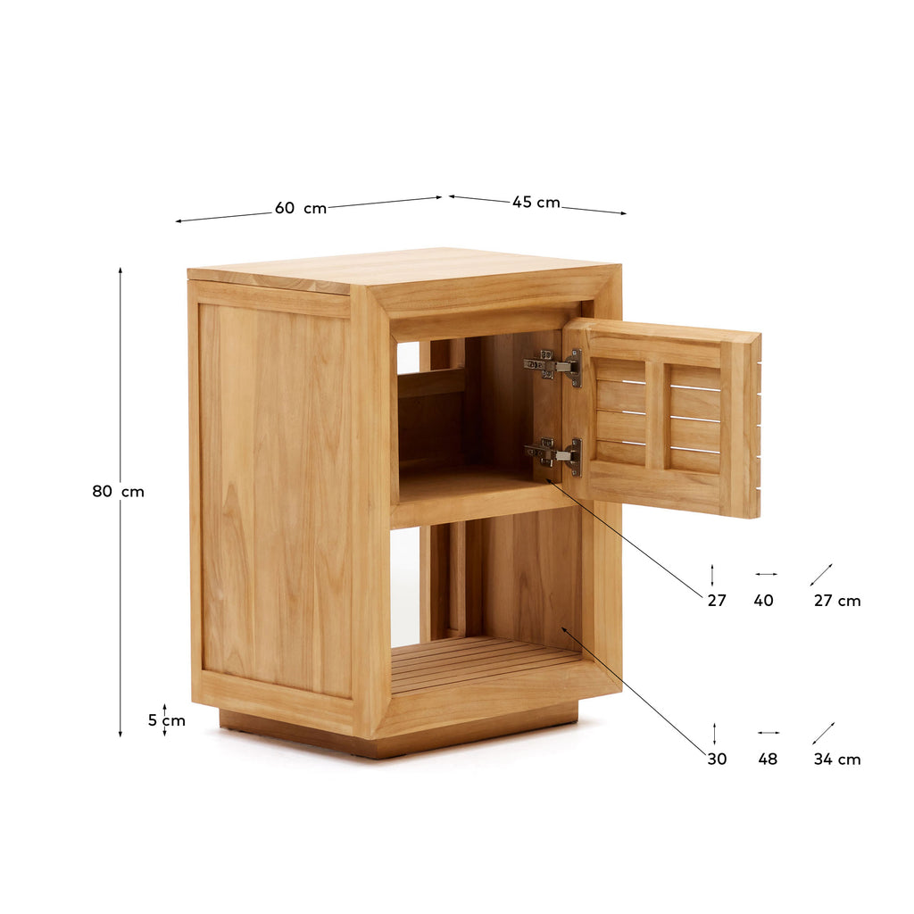 Saula bathroom furniture in solid teak wood with natural finish, 60 x 45 cm