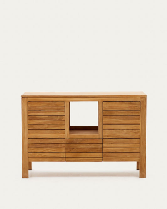 Neria bathroom furniture in solid teak wood with natural finish, 120 x 45 cm