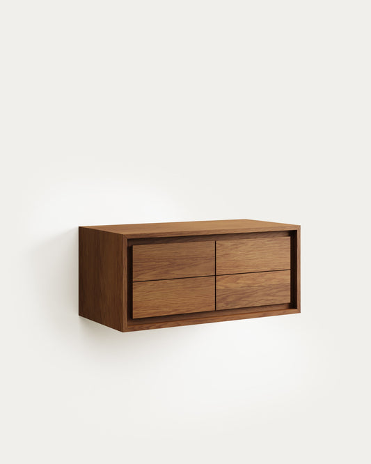 Kenta bathroom furniture in solid teak wood with a walnut finish, 90 x 45 cm