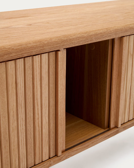 Mailen 2 door TV stand in ash veneer with a natural finish 120 x 50 cm