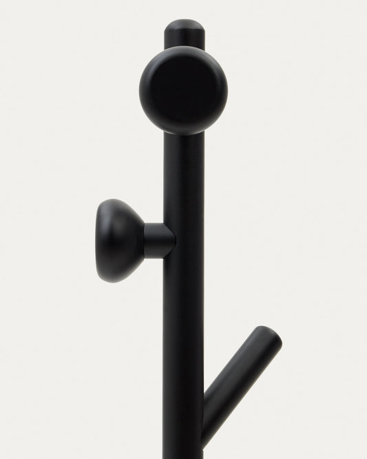 Nadue coat rack in solid beech wood with black finish 170 cm