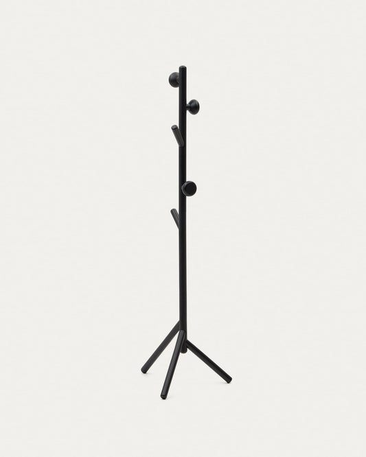 Nadue coat rack in solid beech wood with black finish 170 cm