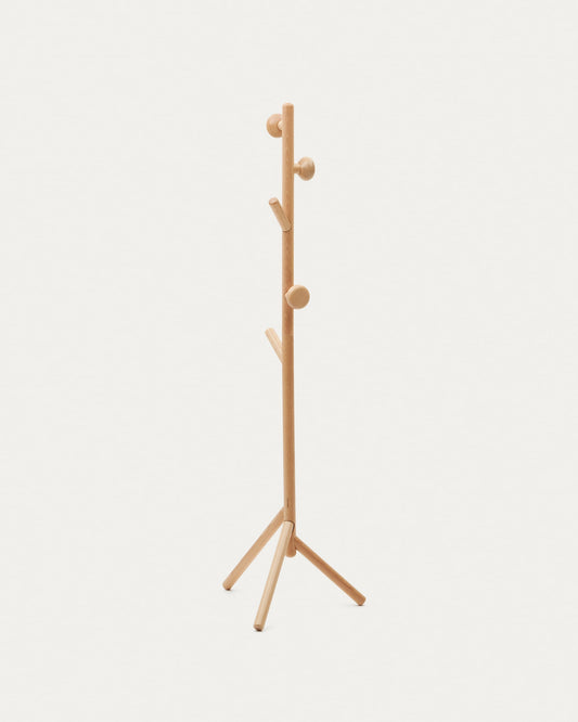 Nadue coat rack in solid beech wood with natural finish 170 cm