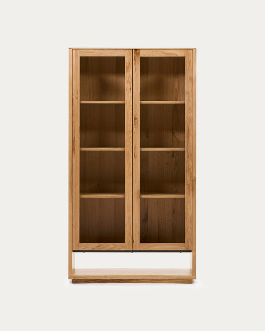 Alguema display cabinet in oak wood veneer with natural finish, 100 x 185 cm