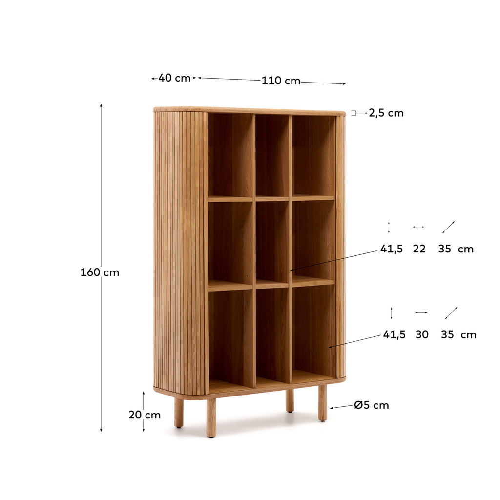 Mailen 2 door highboard in ash veneer with a natural finish 110 x 160 cm
