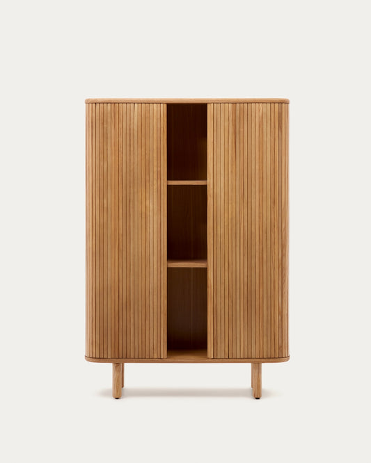 Mailen 2 door highboard in ash veneer with a natural finish 110 x 160 cm