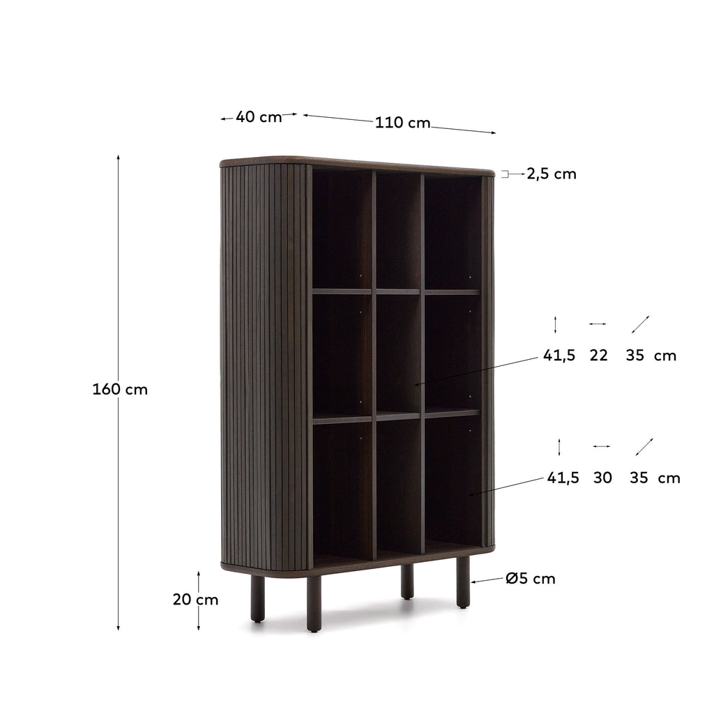 Mailen 2 door highboard in ash veneer with a dark finish 110 x 160 cm