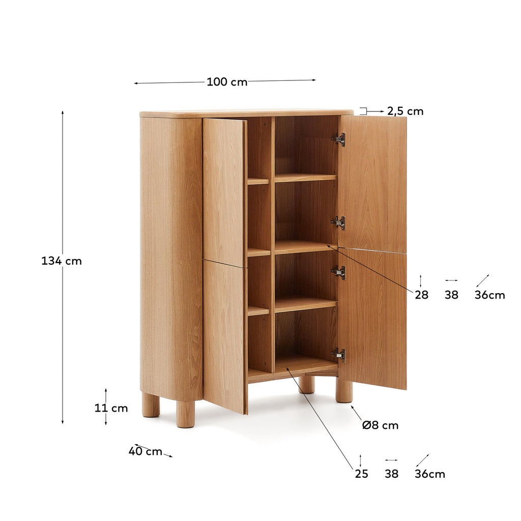 Salaya tall sideboard in  ash plywood FSC Mix Credit, 100 x 134 cm