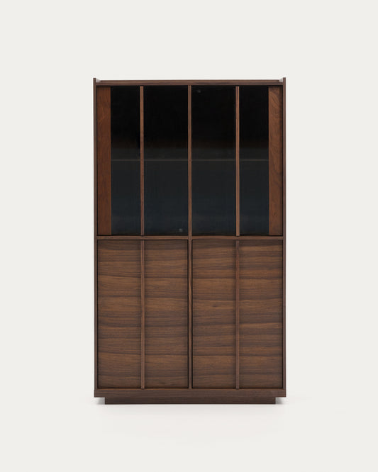 Onix display cabinet solid walnut and walnut veneer dark finish 100 x 170 cm FSC Mix Credit
