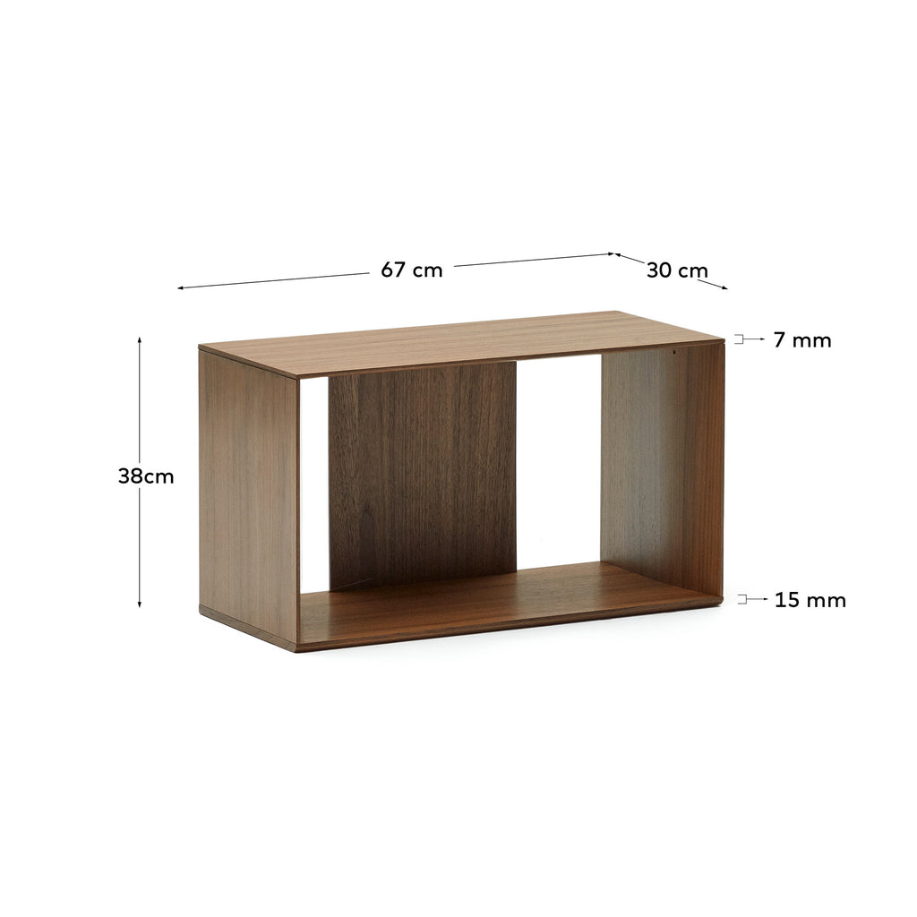 Litto set of 6 modular shelving units in walnut wood veneer, 168 x 114 cm