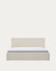 Nahiri beige chenille lift-up storage bed for a 150 x 200 cm mattress