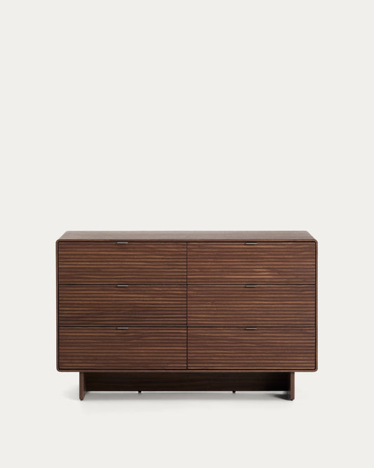 Norlen 6-drawer chest of drawers in walnut veneer FSC Mix Credit 120 x 75cm