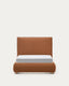 Elerio bed in soft copper chenille for 90 x 200cm mattress