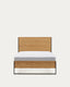 Taiana oak wood veneer bed with steel legs in a black finish, 90 x 190 cm