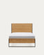 Taiana oak wood veneer bed with steel legs in a black finish, 90 x 190 cm