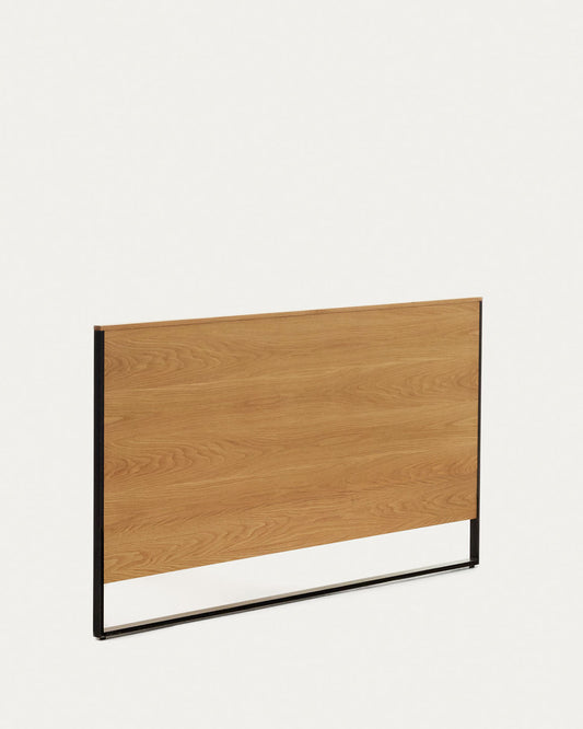 Taiana oak wood veneer headboard with steel legs in a painted black finish, 160 cm