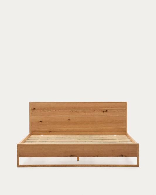 Alguema bed in oak veneer with natural finish for 180 x 200cm mattress