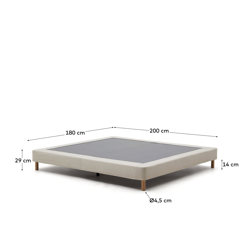 Ofelia base with ecru removable cover and solid beech wooden legs for a 180 x 200 cm mattress FSC Mix Credit