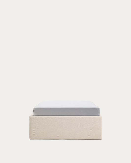 Nelzi ecru chenille ottoman bed base with removable cover for 90 x 200cm mattress FSC 100%