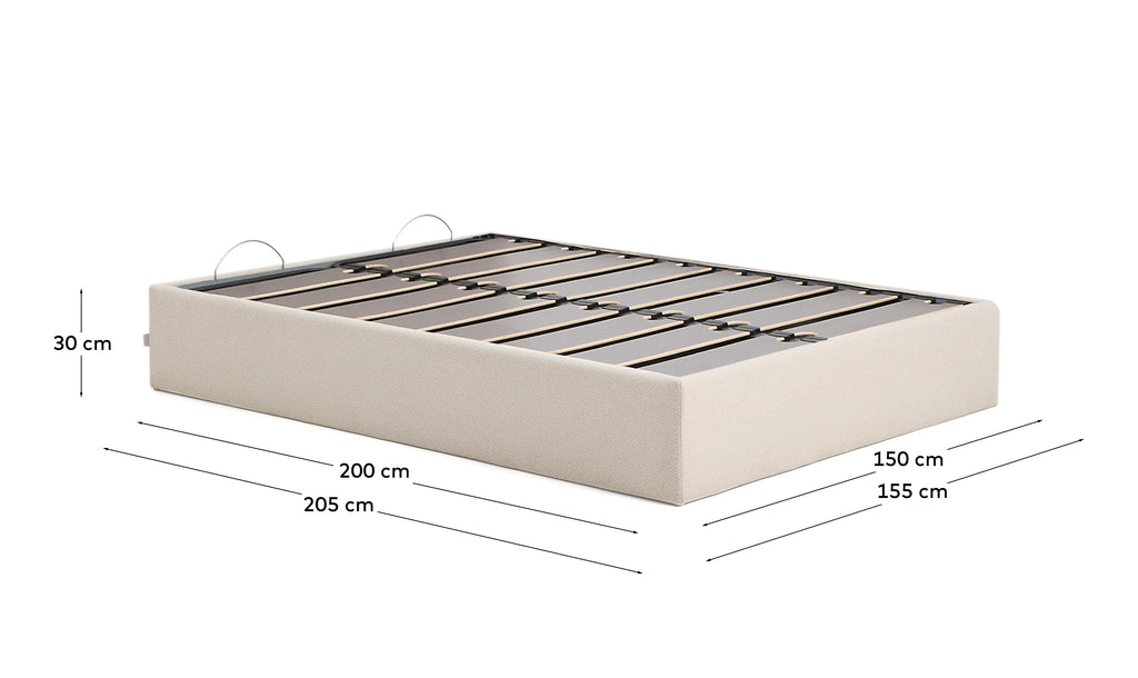 Nelzi ecru chenille ottoman bed base with removable cover for 150 x 200cm mattress FSC 100%