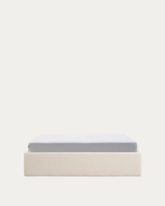 Nelzi ecru chenille ottoman bed base with removable cover for 150 x 200cm mattress FSC 100%