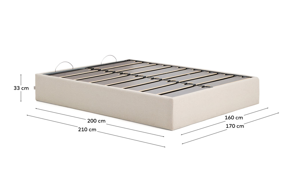 Nelzi ecru chenille ottoman bed base with removable cover for 160 x 200cm mattress FSC 100%