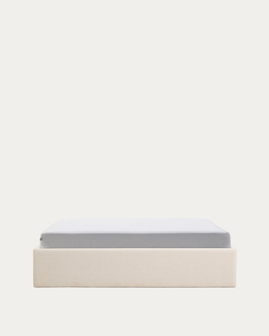 Nelzi ecru chenille ottoman bed base with removable cover for 160 x 200cm mattress FSC 100%