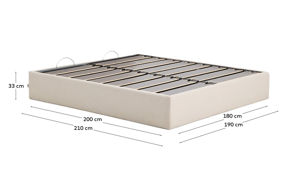 Nelzi ecru chenille ottoman bed base with removable cover for 180 x 200cm mattress FSC 100%