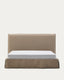 Jaira bed with removable linen and cotton cover in taupe for a 180 x 200 cm FSC Mix Credit mattress