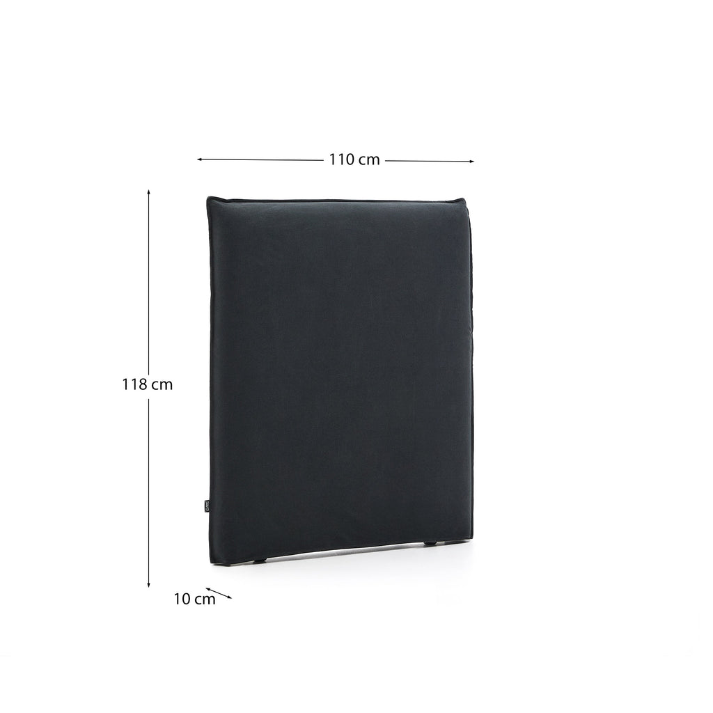 Anthracite grey linen and cotton Jaira headboard with removable cover for a 90 cm FSC Mix Credit bed