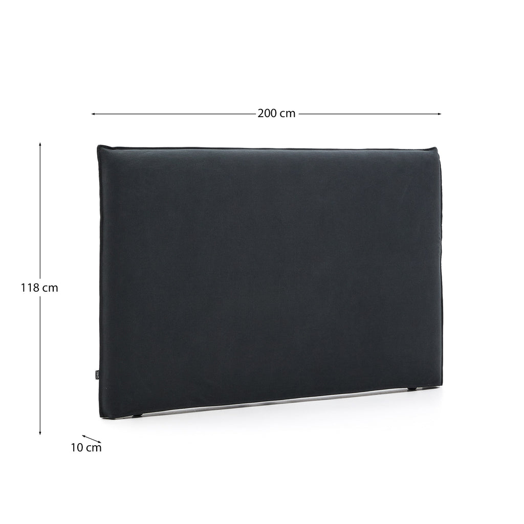 Anthracite grey linen and cotton Jaira headboard with removable cover for a 180 cm FSC Mix Credit bed