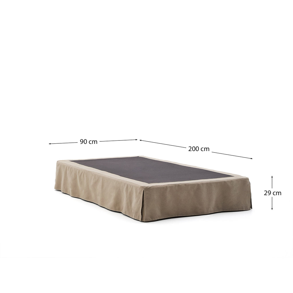Jaira base with removable linen and cotton cover in taupe for a 90 x 200 cm mattress