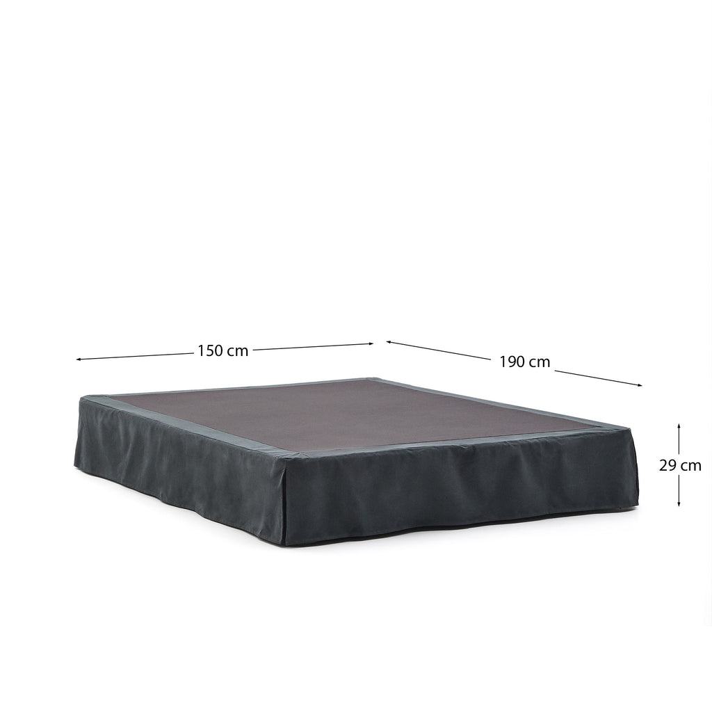Anthracite grey linen and cotton Jaira base with removable cover for a 150 x 190 cm mattress