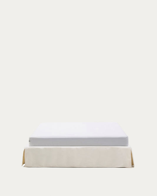 Jaira bed base with removable cover in white chenille for 160 x 200cm mattress