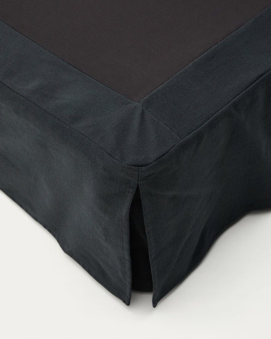 Anthracite grey linen and cotton Jaira base with removable cover for a 180 x 200 cm mattress