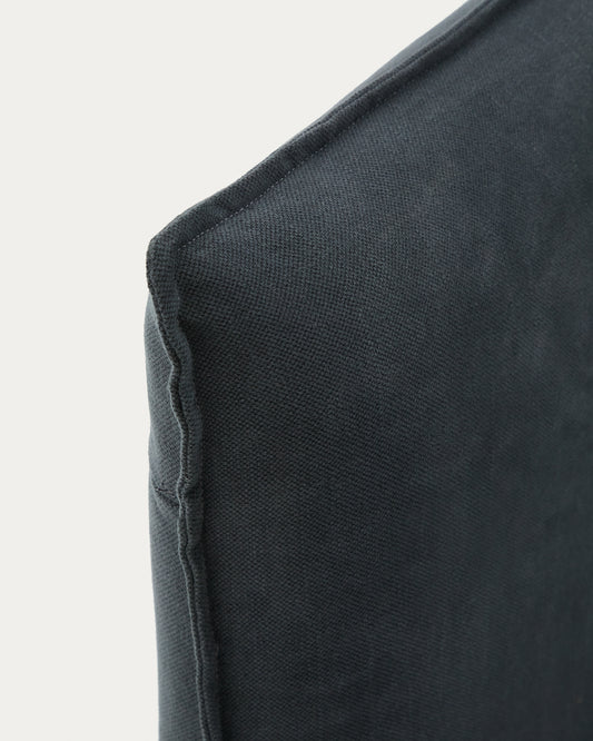 Anthracite grey linen and cotton Jaira headboard cover for a bed up to 180 cm