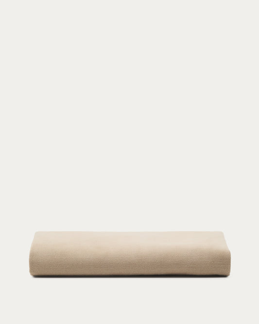 Taupe linen and cotton Jaira headboard cover for a bed up to 90 cm