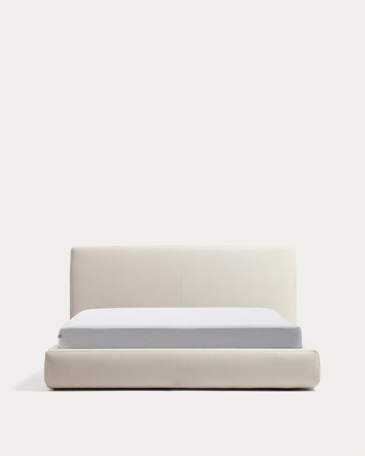 Blok ecru bed with removable covers and folding storage base for mattress 160 x 200cm FSC Mix Credit