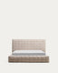 Luiana bed in beige chenille with removable covers for 160 x 200 cm mattress