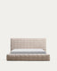Luiana bed in beige chenille with removable covers for 180 x 200 cm mattress