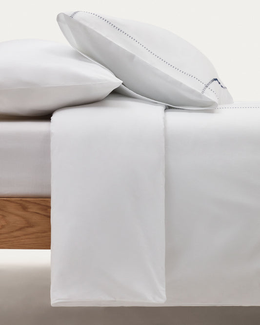 Elvia 100% cotton percale duvet cover and pillow case set, 180 thread count in white, 135 x 200cm