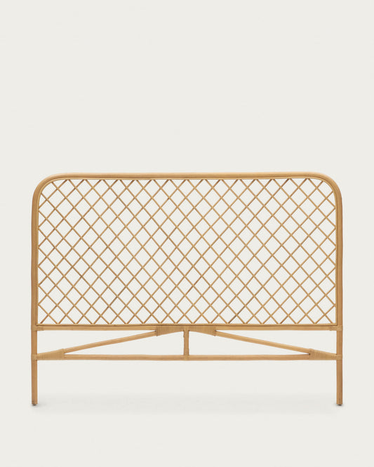 Citlalli rattan headboard with a natural finish, for 150 cm beds