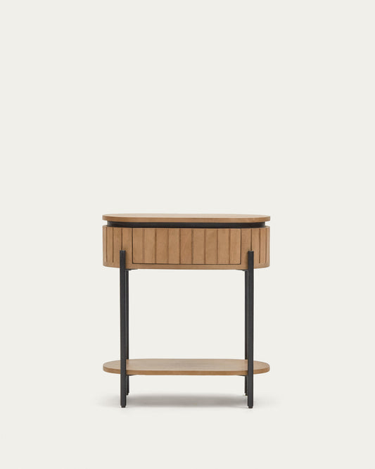 Licia mango wood bedside table with 1 drawer, with a natural finish and metal, 55 x 65 cm