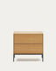 Vedrana bedside table, 2 oak veneer drawers, and black steel legs, 60 x 55 cm