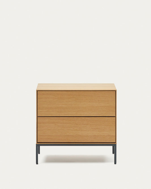 Vedrana beside table, 2 oak veneer drawers, and black steel legs, 60 x 55 cm