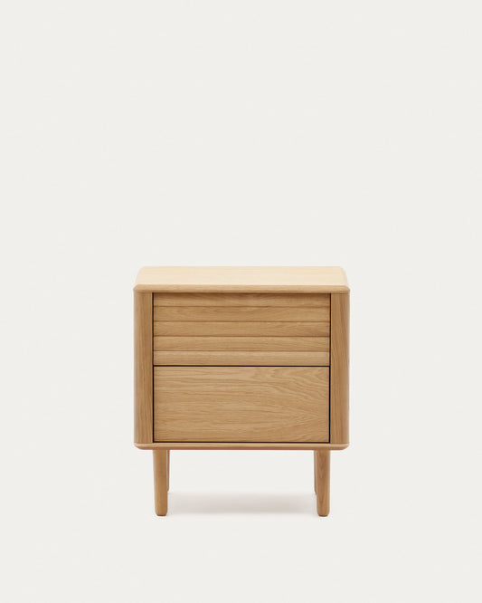 Lenon oak wood and veneer bedside table with 2 drawers, 50 x 55 cm FSC MIX Credit