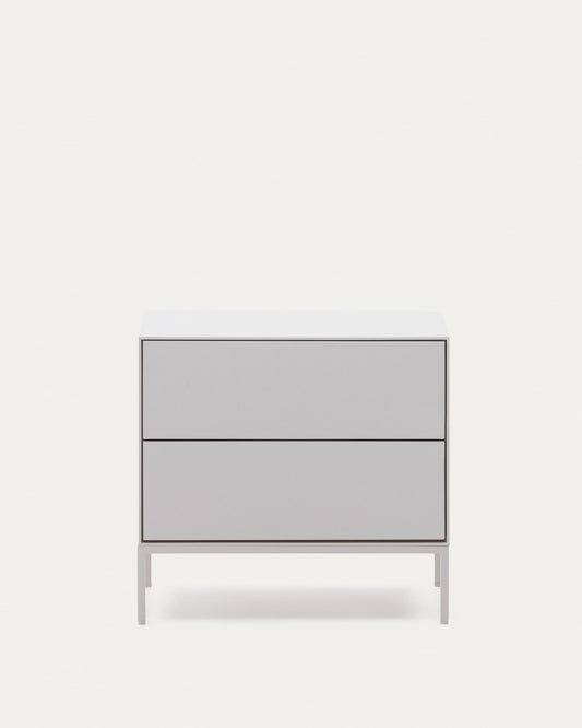 Vedrana two-drawer bedside table white lacquered MDF 60 x 55 cm