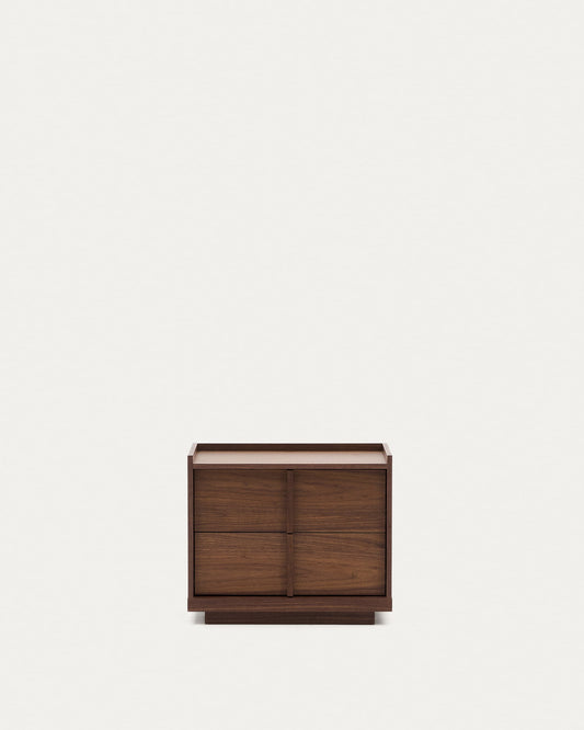 Onix bedside table, 2 drawers,  walnut veneer in a dark finish, 60 x 59 cm FSC Mix Credit